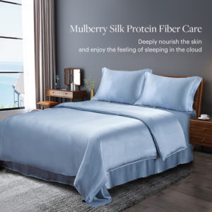 Bedding Set 4pcs 100% 19 Momme pure long stranded Mulberry silk Seamless Duvet Cover Fitted Sheet Oxford Envelope Pillowcases Grade 6A