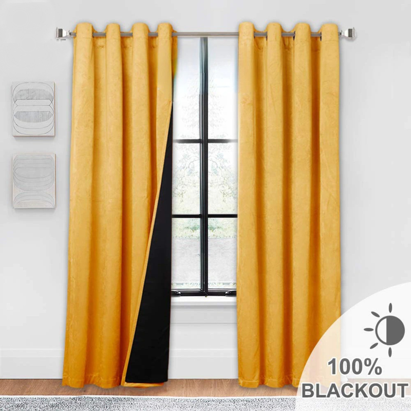 100% Blackout Warm Soundproof Sunlight Drapery Velvet...